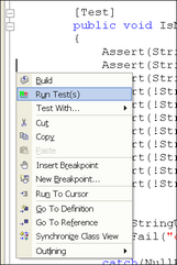 NUnitAddin popup menu